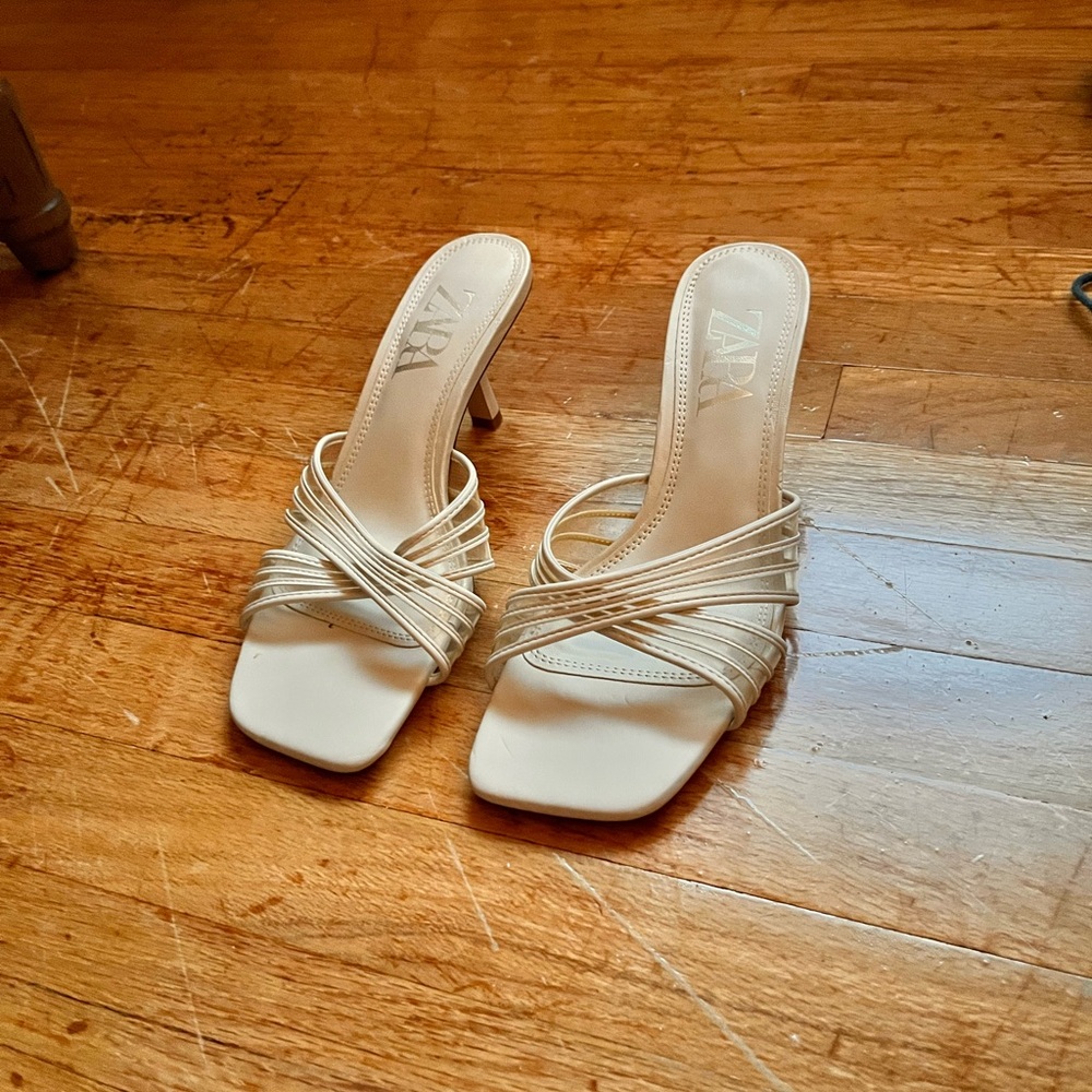 Zara Beige Strappy Heels